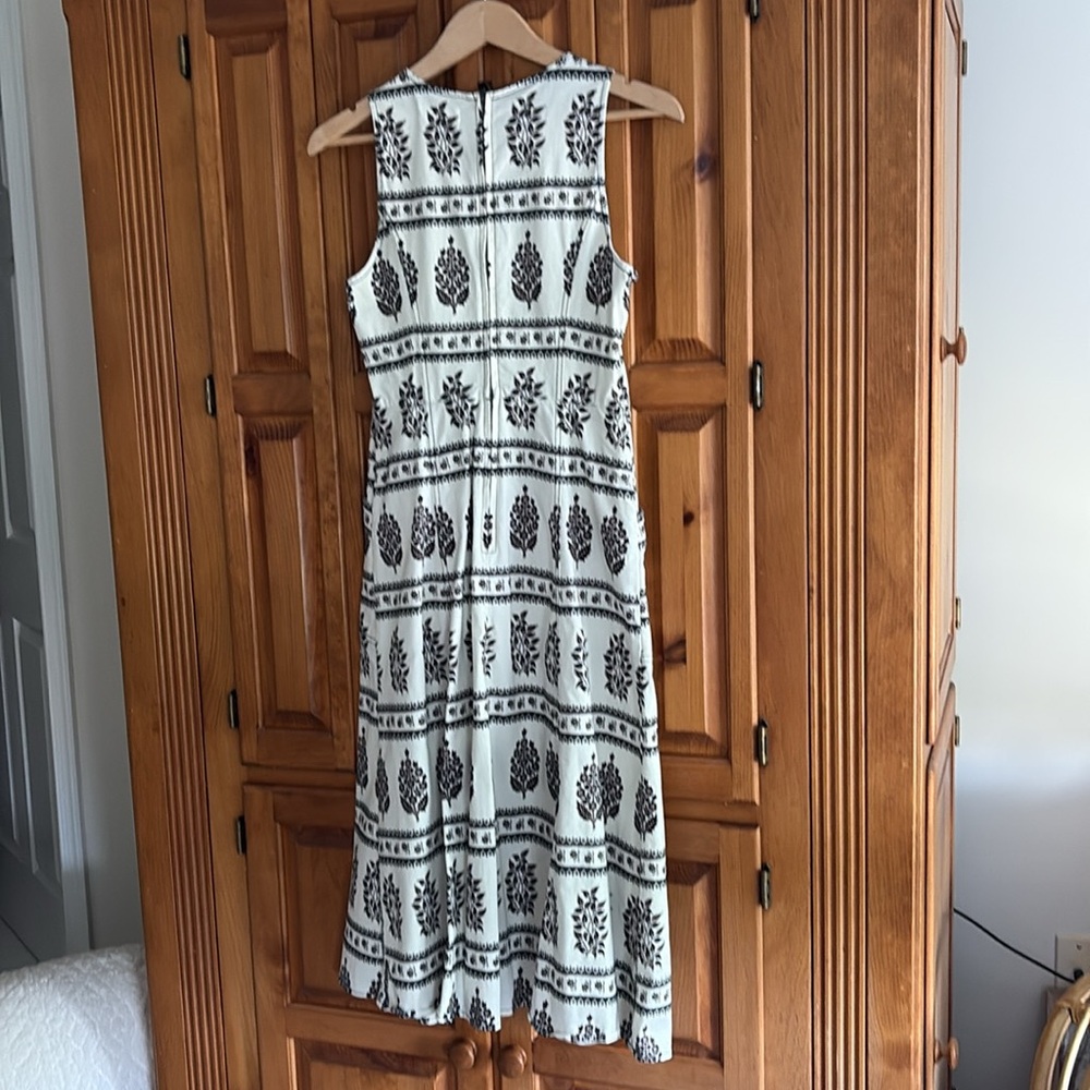 Anthropologie Black&White Sleeveless Sheath Dress w/ unique  block print pattern - Picture 6 of 7